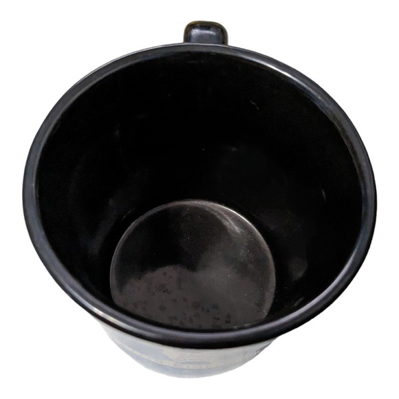 Vtg Keith Kimberlin Coffee Cup Mug Cat Kitty in Flower Pot Polka Dots Blue Black - Picture 4 of 5